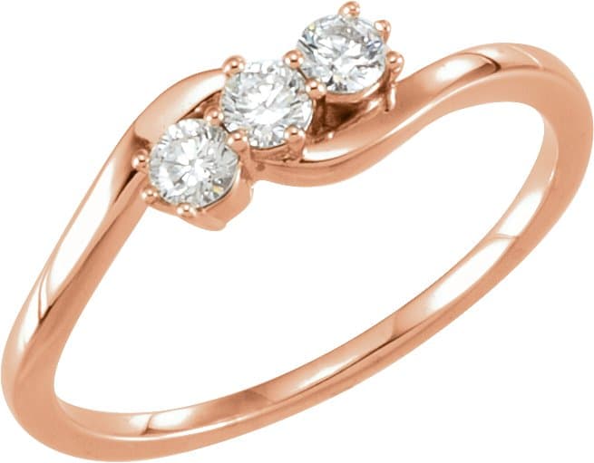 14K Rose 1 CTW Lab-Grown Diamond Three-Stone Ring