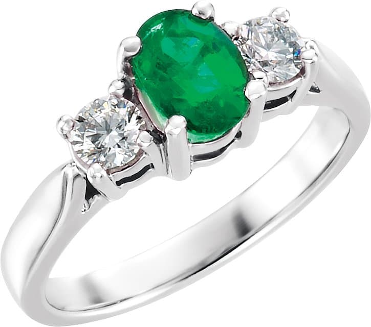 Platinum Natural Emerald & 3/8 CTW Natural Diamond Ring
