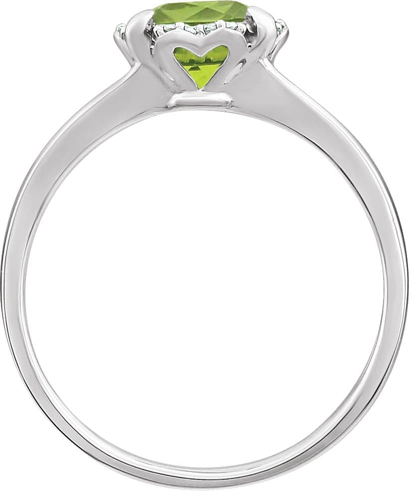 14K White Natural Peridot & .05 CTW Natural Diamond Ring view 2