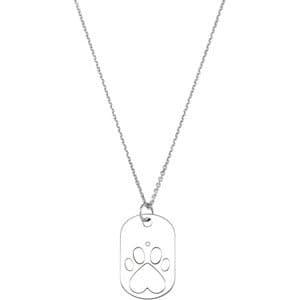 14K White .025 CT Natural Diamond Dog Tag 18 Necklace