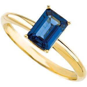 14K Yellow Natural Blue Sapphire Ring