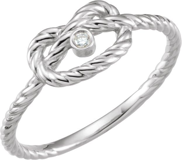 14K Rose .025 CT Natural Diamond Rope Knot Ring