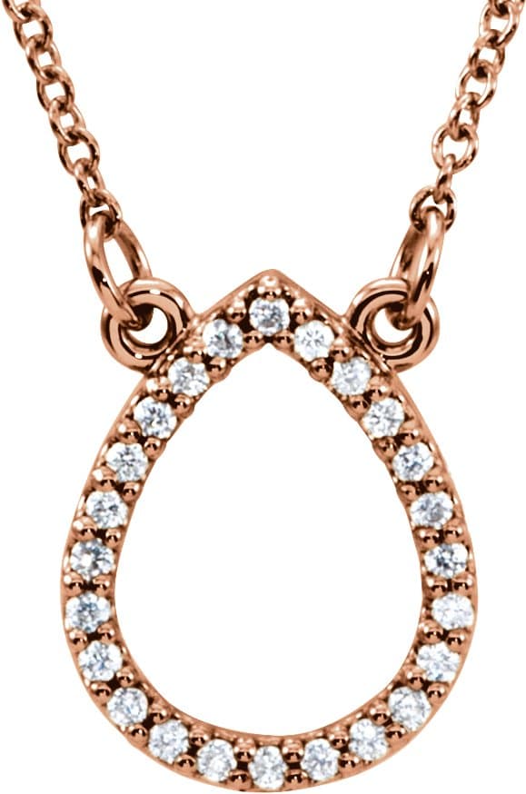 14K Rose 1/10 CTW Natural Diamond Teardrop 16 Necklace
