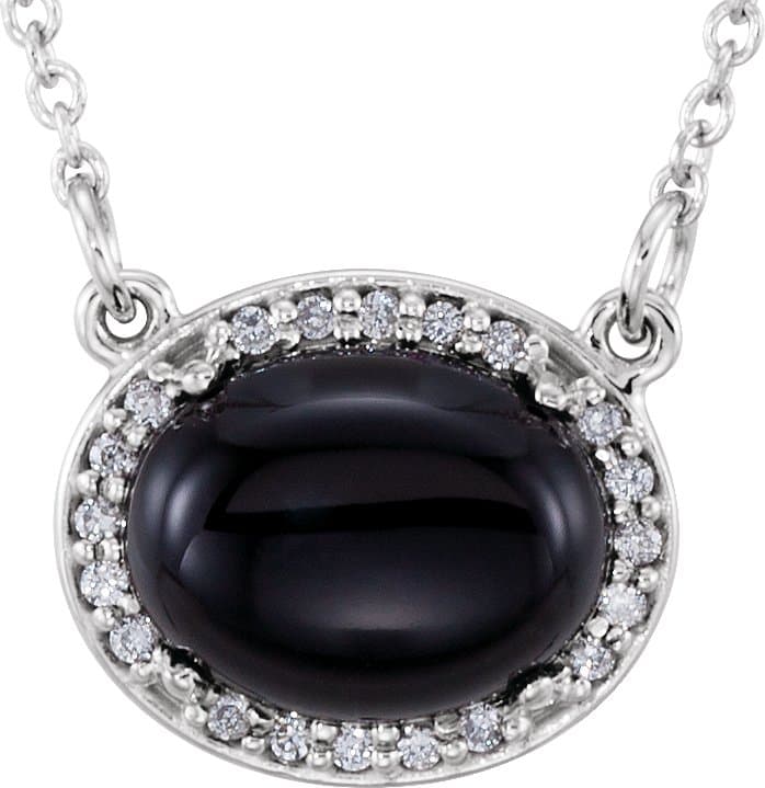 14K Rose Natural Rhodolite Garnet & .07 CTW Natural Diamond Halo-Style 16 1/2 Necklace