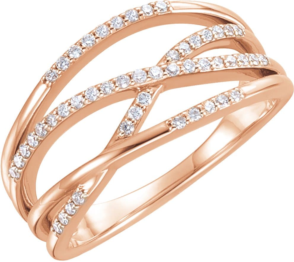 14K Rose 1/5 CTW Natural Diamond Criss-Cross Ring