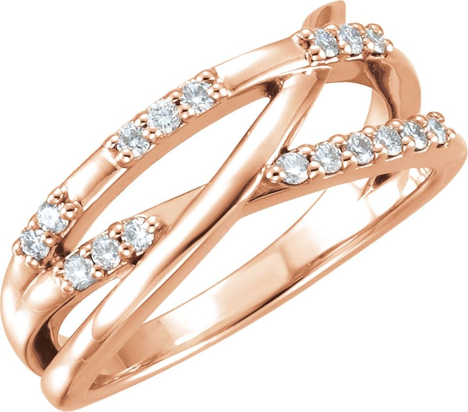 14K Rose 1/4 CTW Natural Diamond Criss-Cross Ring