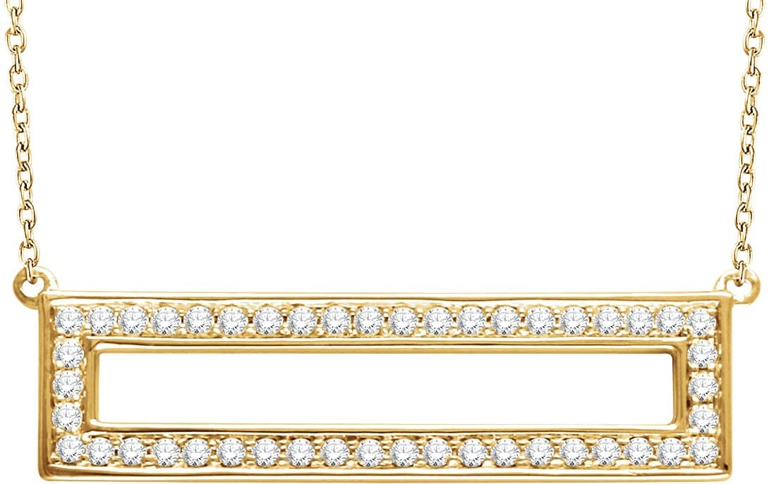 14K Rose 3/8 CTW Natural Diamond Rectangle 16-18 Necklace