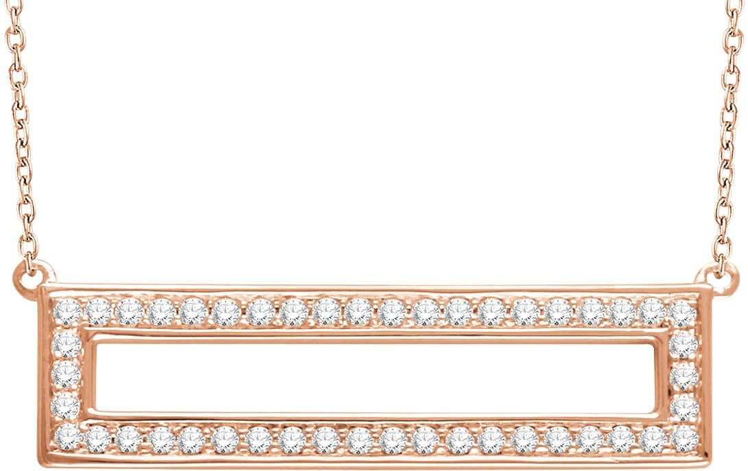 14K Rose 3/8 CTW Natural Diamond Rectangle 16-18 Necklace