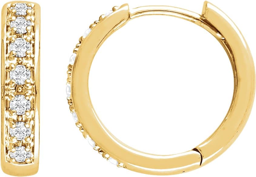 14K White 1/3 CTW Natural Diamond Hinged 15.8 mm Hoop Earring
