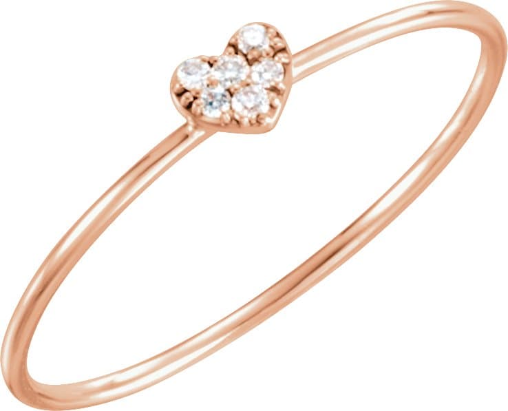 14K Rose .03 CTW Natural Diamond Petite Heart Cluster Ring