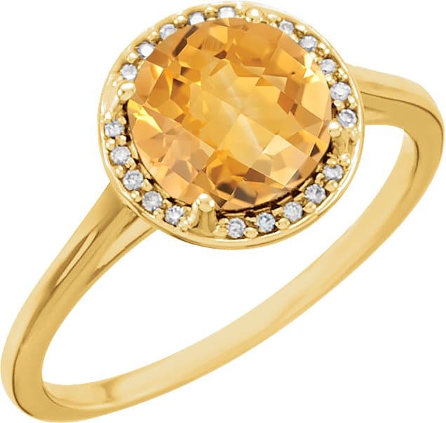 14K Rose Lab-Grown Blue Sapphire & .05 CTW Natural Diamond Ring