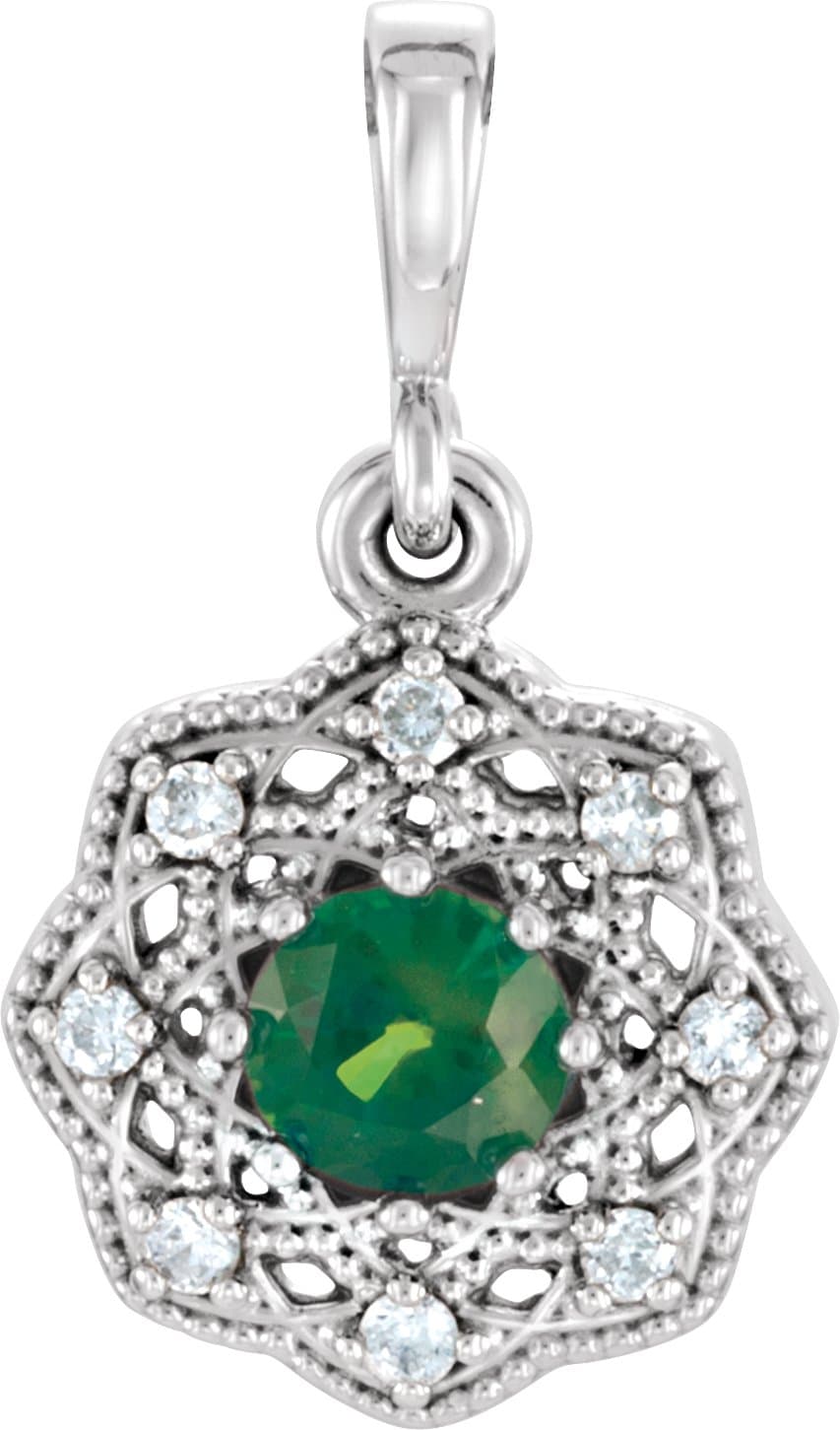 Platinum Natural Ruby & .06 CTW Natural Diamond Halo-Style Pendant
