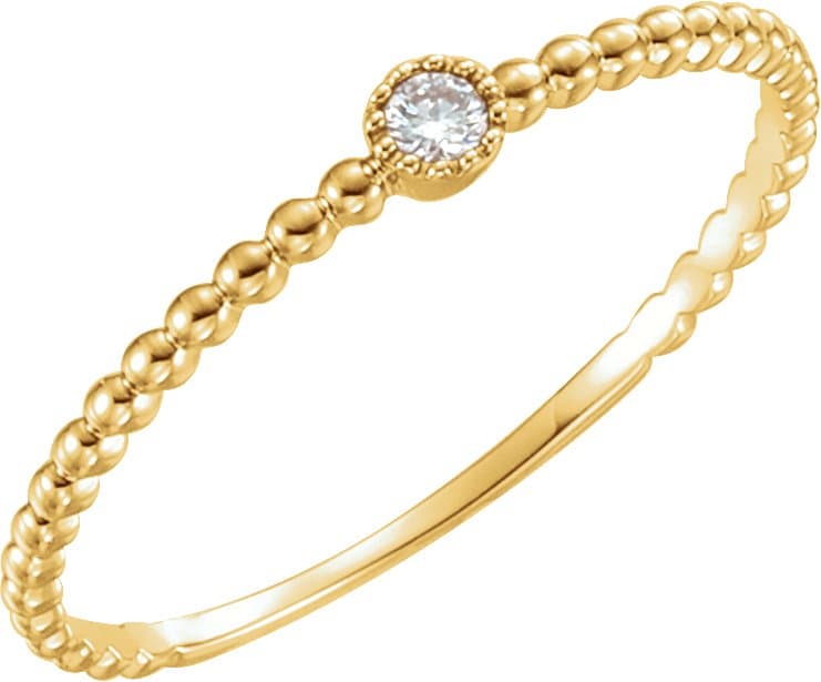 14K Rose .03 CTW Natural Diamond Beaded Bezel-Set Ring