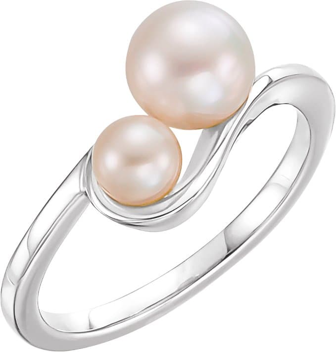 14K White  Cultured White Freshwater Pearl Ring