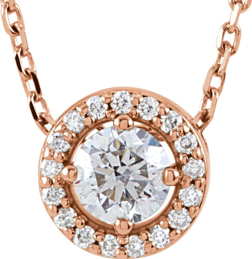 14K Rose 1/3 CTW Lab-Grown Diamond Halo-Style 16 Necklace