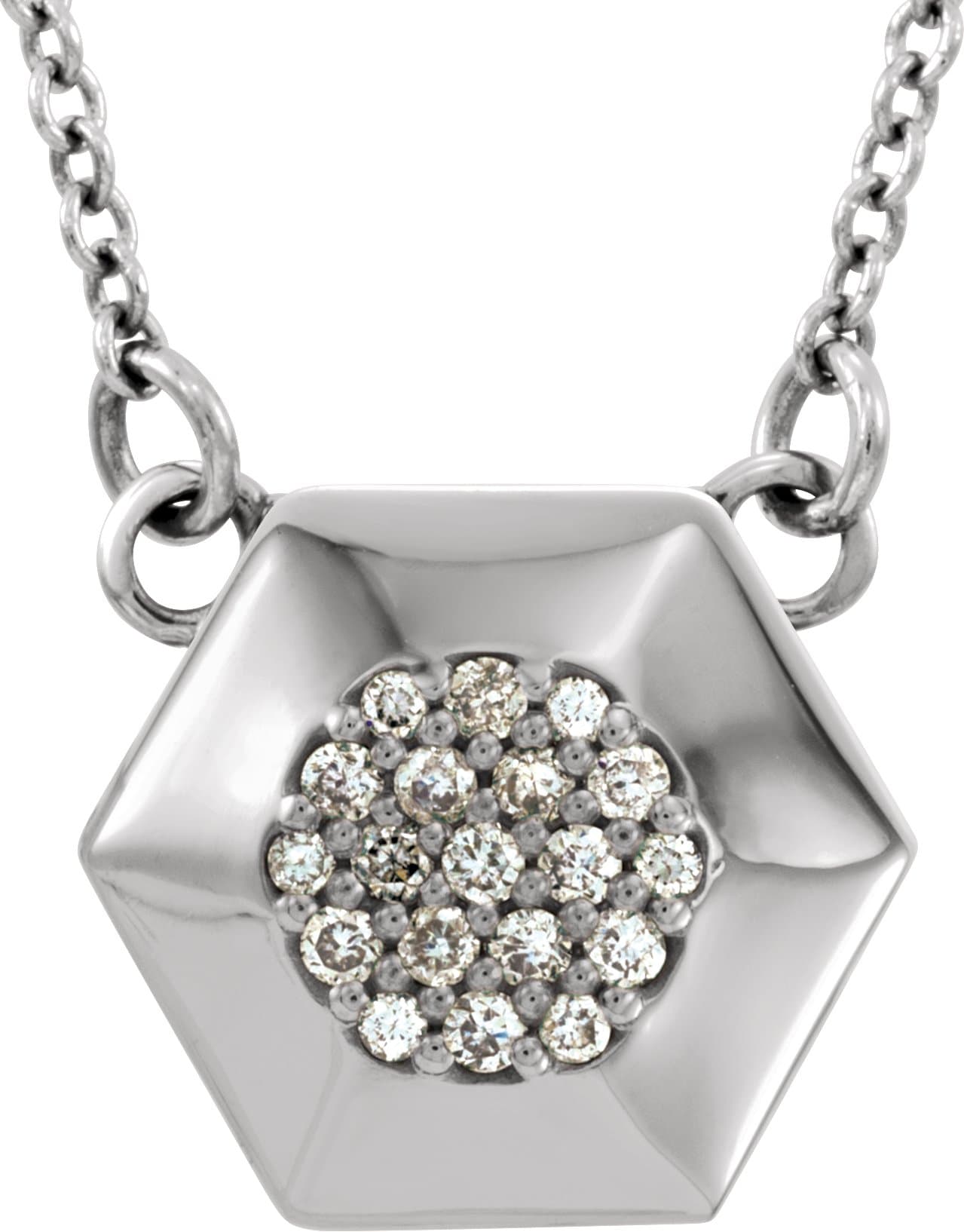 Platinum .08 CTW Natural Diamond Geometric 16-18 Necklace