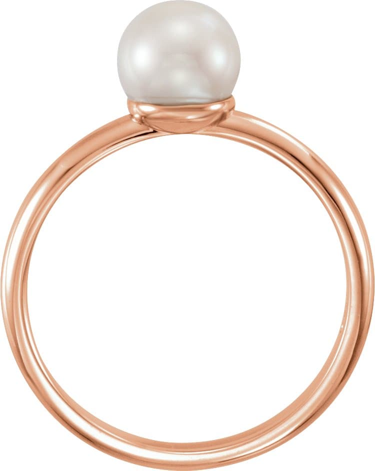 14K Rose 6.5-7 mm Cultured White Freshwater Pearl Ring view 2