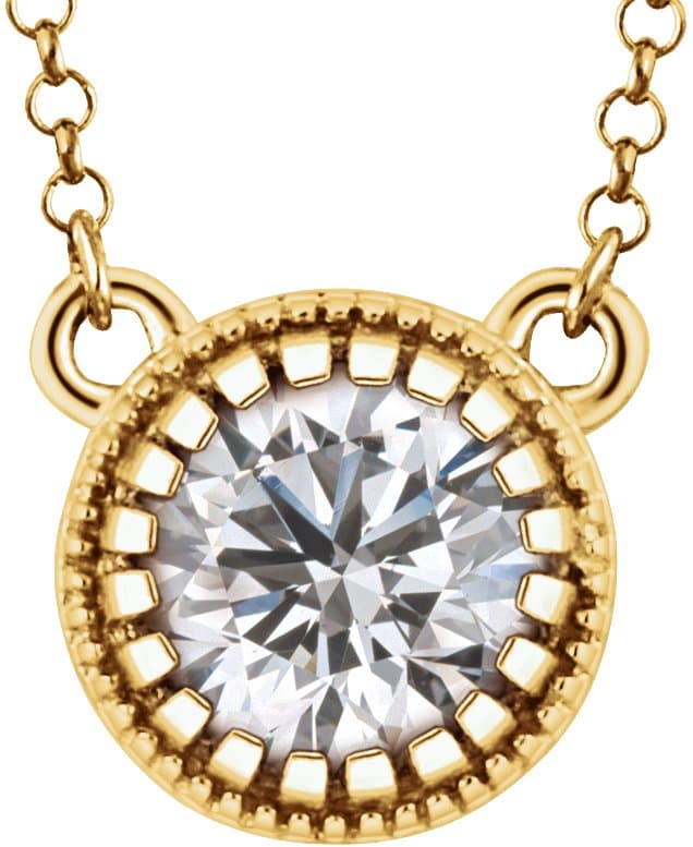 14K White Natural White Sapphire "April" 18" Birthstone Necklace