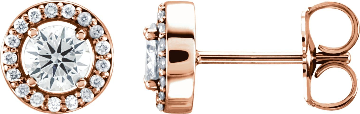 14K Rose 1/2 CTW Lab-Grown Diamond Halo-Style Earrings