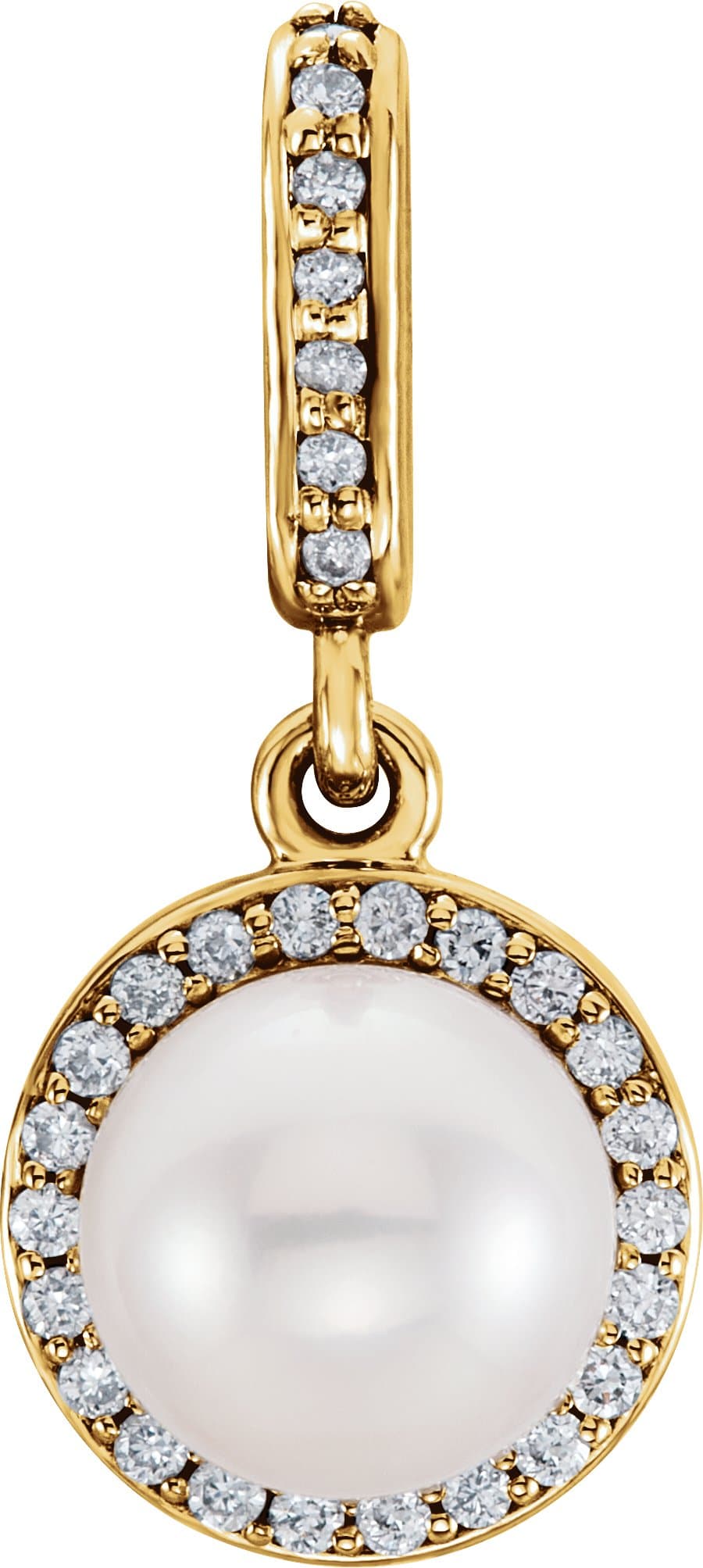 14K Rose Cultured White Freshwater Pearl & .06 CTW Natural Diamond Pendant