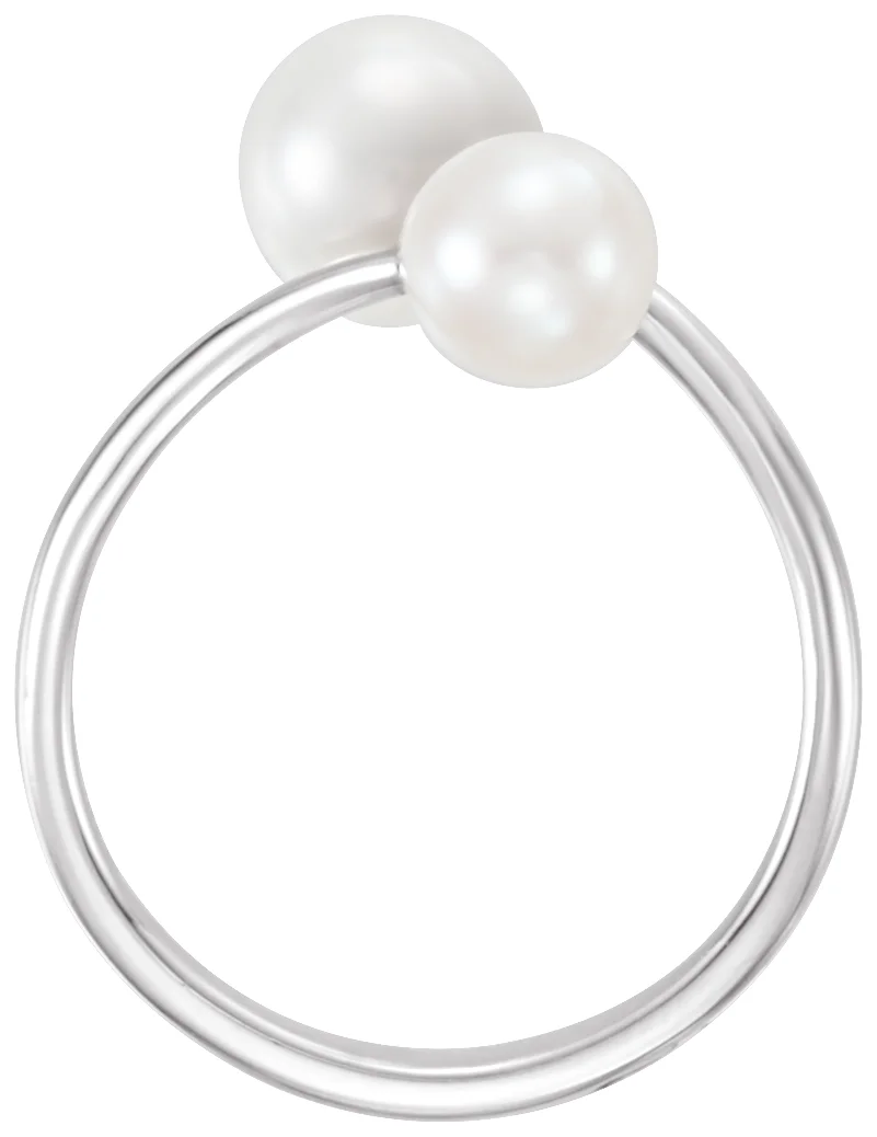 Two-Stone Pearl Bypass Ring, view 3