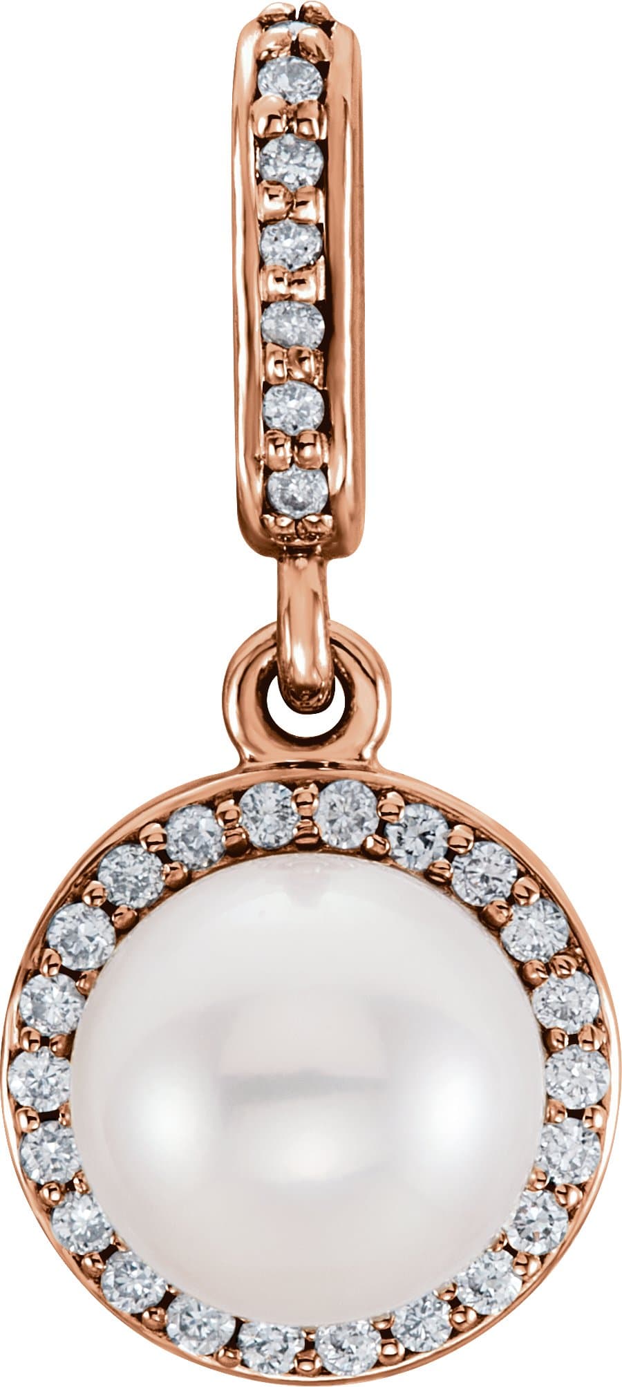 14K Rose Cultured White Freshwater Pearl & .06 CTW Natural Diamond Pendant