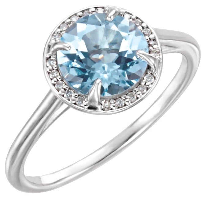 14K Rose Lab-Grown Blue Sapphire & .05 CTW Natural Diamond Ring