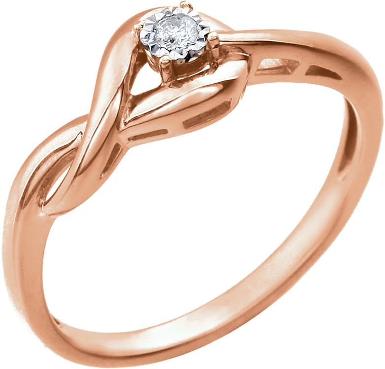 14K Rose .04 CT Natural Diamond Ring