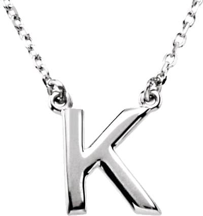 14K Rose Block Initial S 18" Necklace