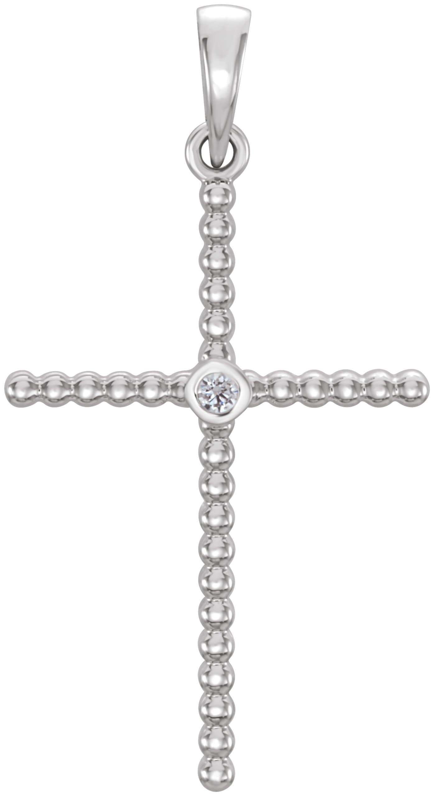 14K Rose 24.8x12.2 mm .02 CTW Natural Diamond Beaded Cross Pendant