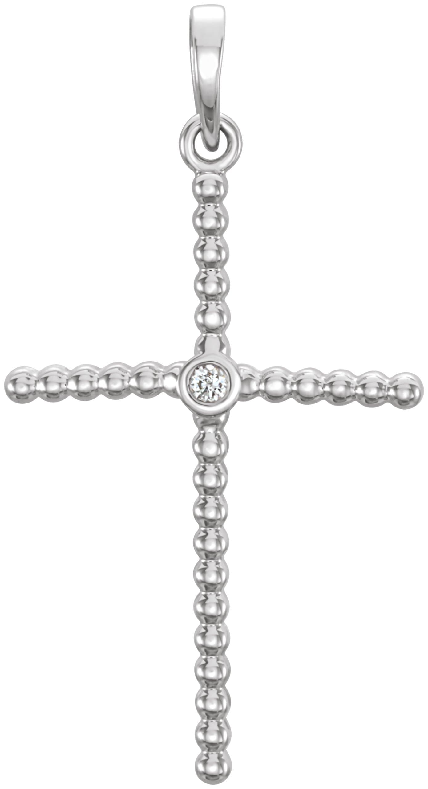 14K Rose 24.8x12.2 mm .02 CTW Natural Diamond Beaded Cross Pendant