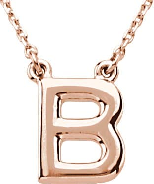 14K Rose Block Initial B 16" Necklace