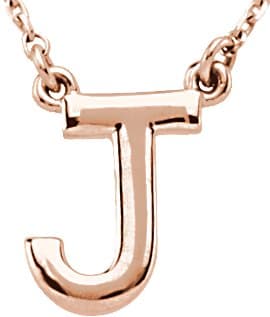 14K Rose Block Initial A 16" Necklace