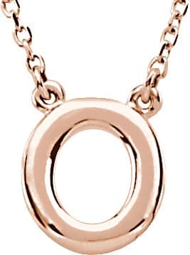 14K Rose Block Initial O 16" Necklace