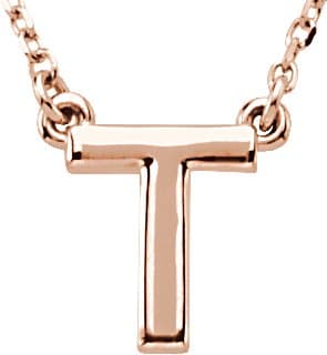14K Rose Block Initial T 16" Necklace