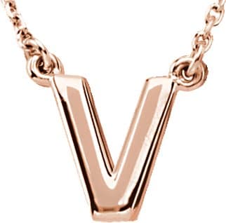 14K Rose Block Initial A 16" Necklace