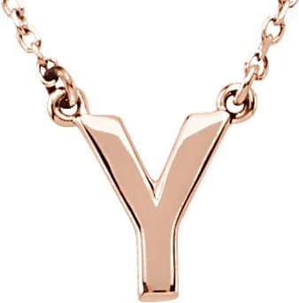 14K Rose Block Initial G 16 Necklace