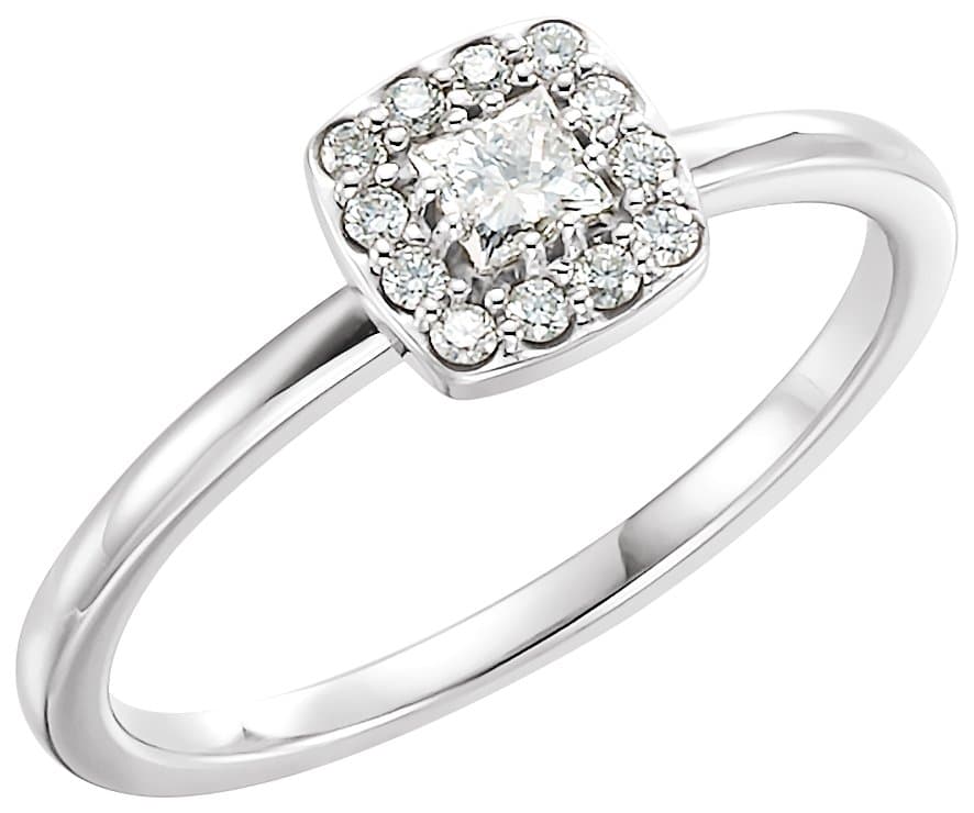 14K Rose 1/4 CTW Natural Diamond Halo-Style Stackable Ring
