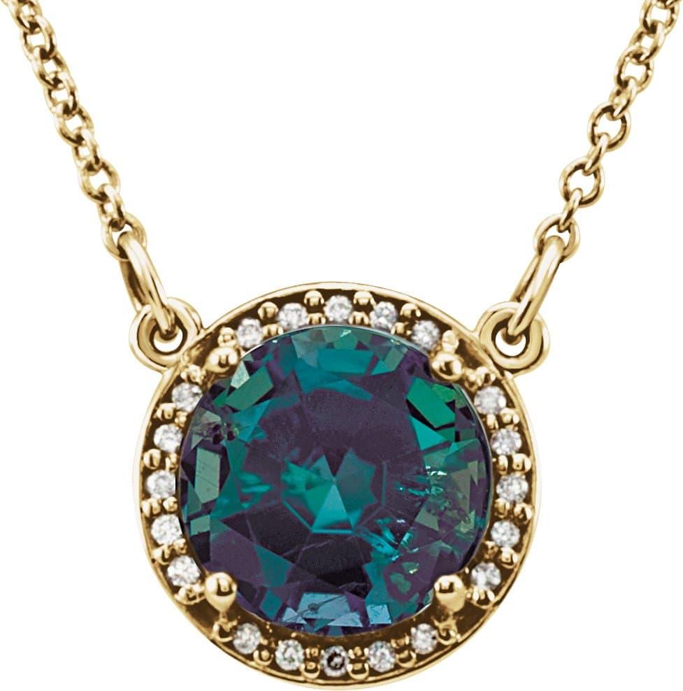 14K White 8 mm Lab-Grown Alexandrite & .05 CTW Natural Diamond 16" Necklace