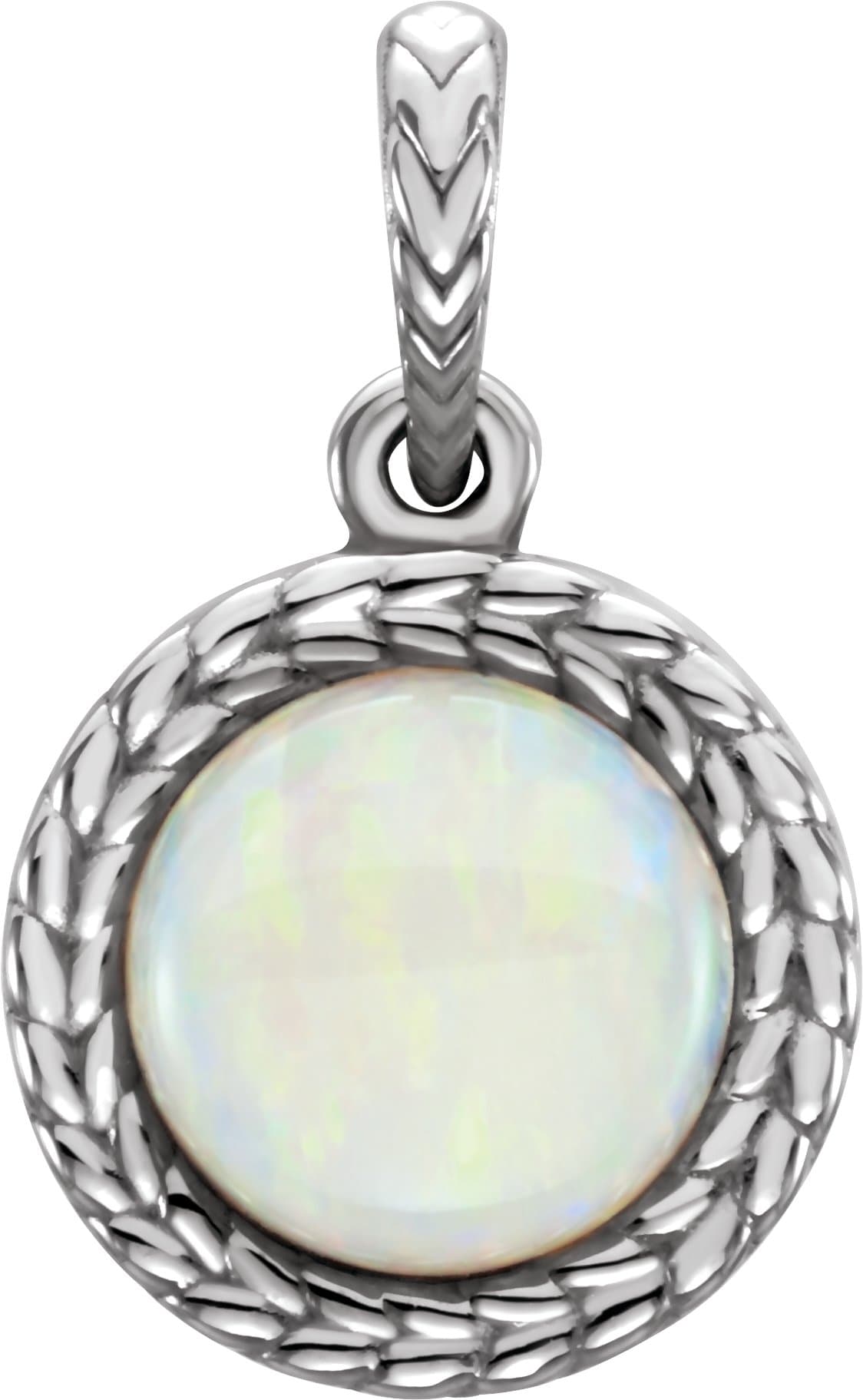 Platinum Natural White Opal Pendant