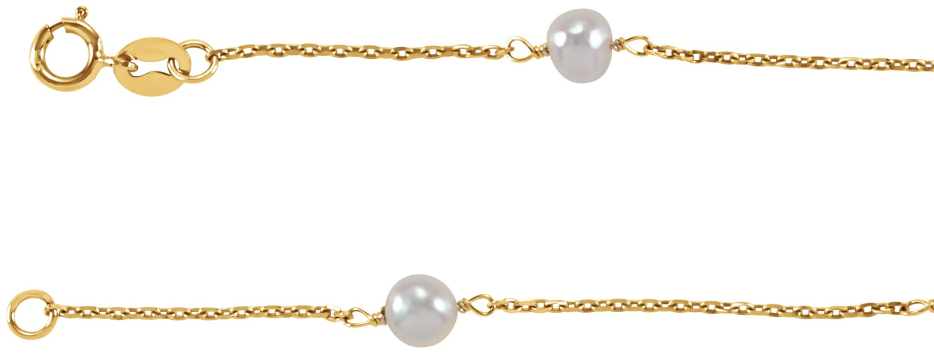 14K Yellow 4-4.5 mm Cultured White Freshwater Pearl 6 Bracelet