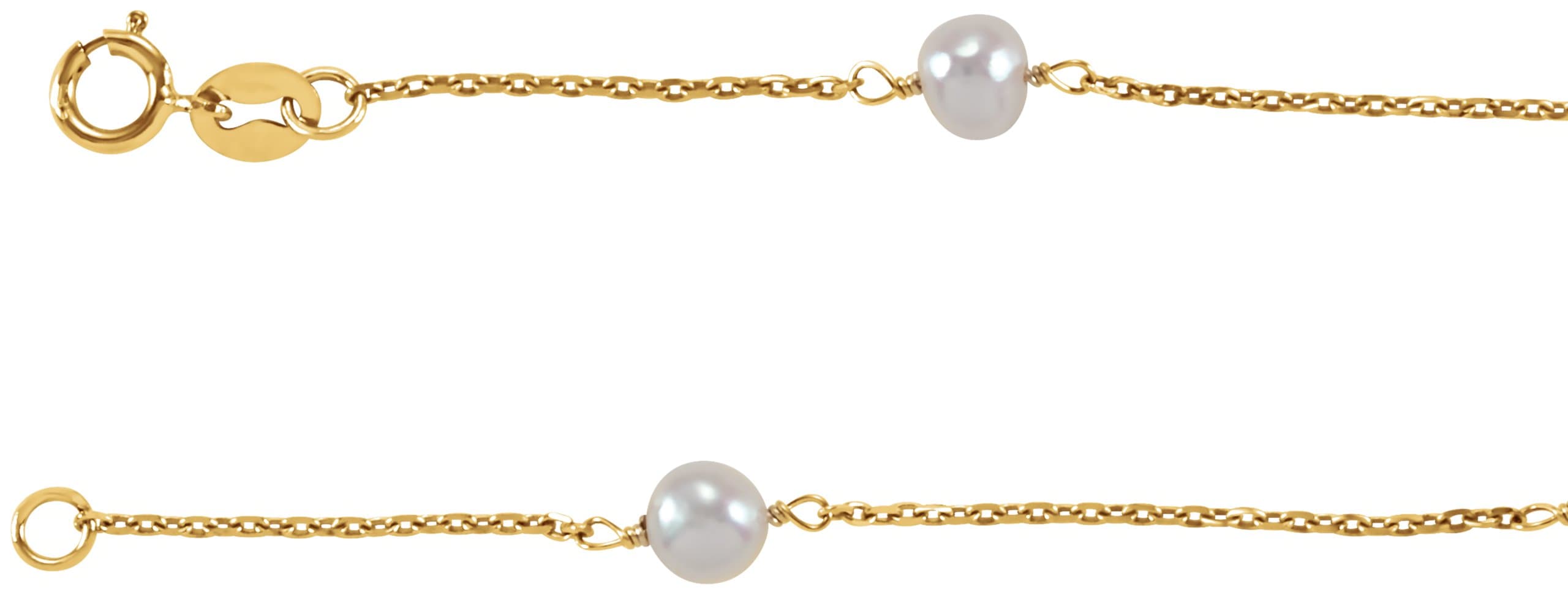 14K Yellow 4-4.5 mm Cultured White Freshwater Pearl 6 Bracelet