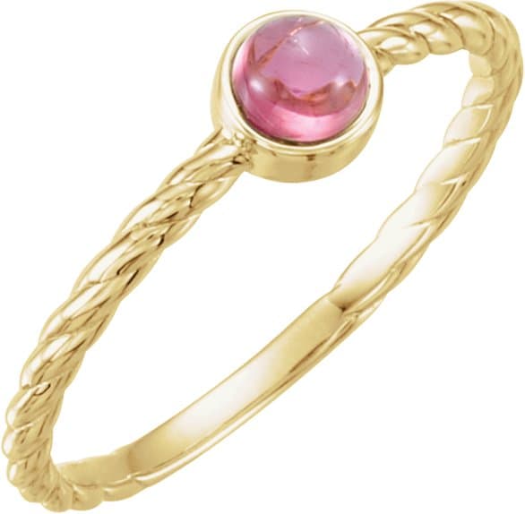 14K Rose Natural Blue Sapphire Cabochon Ring