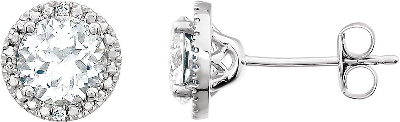 Round 4-Prong Halo-Style Birthstone Stud Earrings view 1