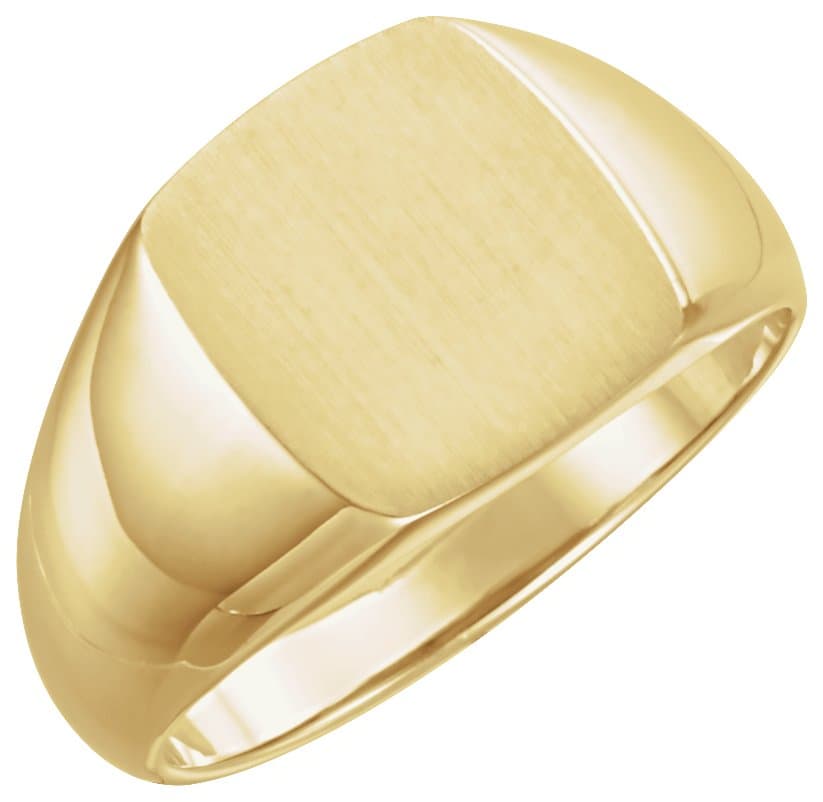14K White 13x12 mm Rectangle Signet Ring