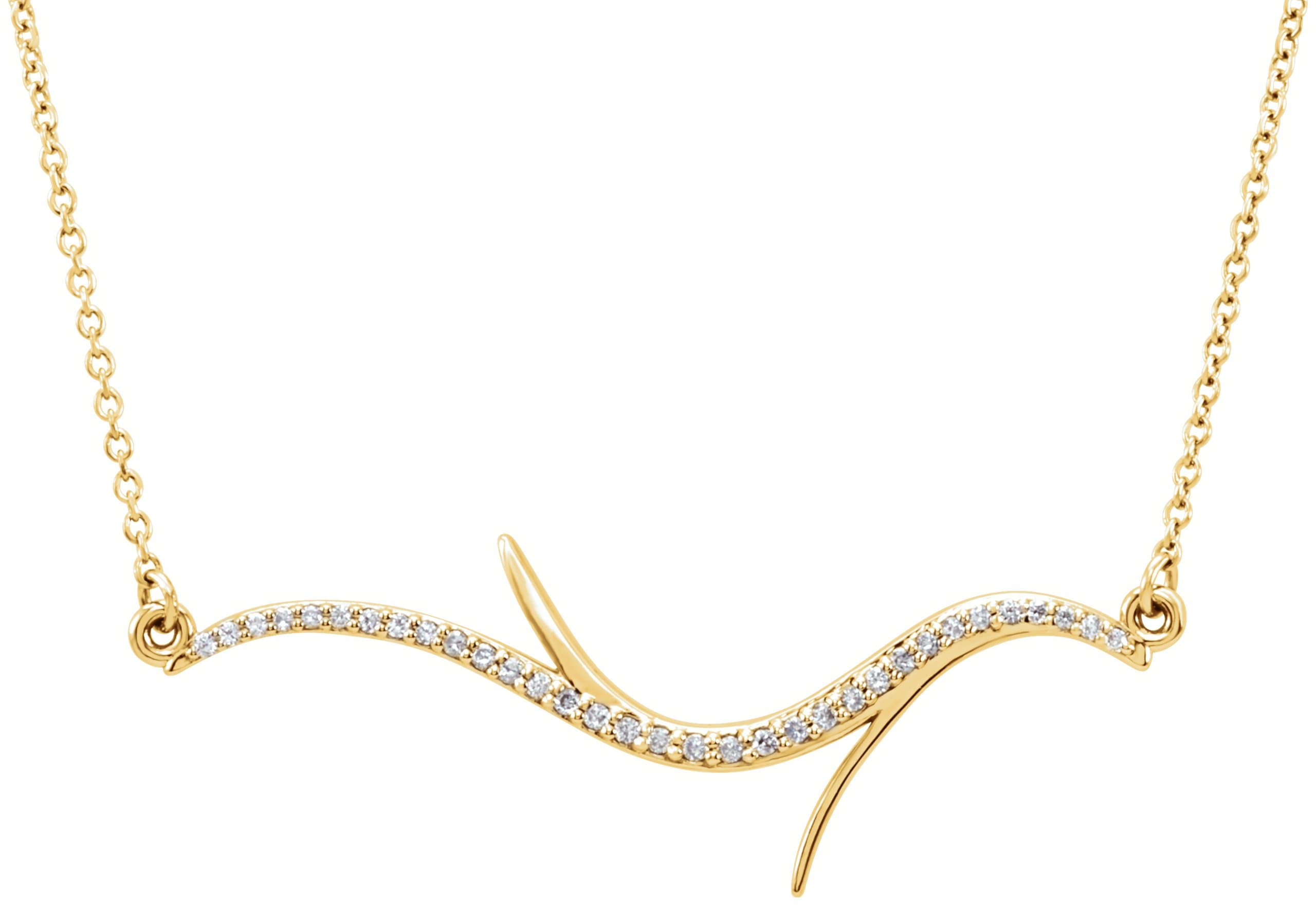 14K White 1/8 CTW Natural Diamond Freeform Bar 18 Necklace