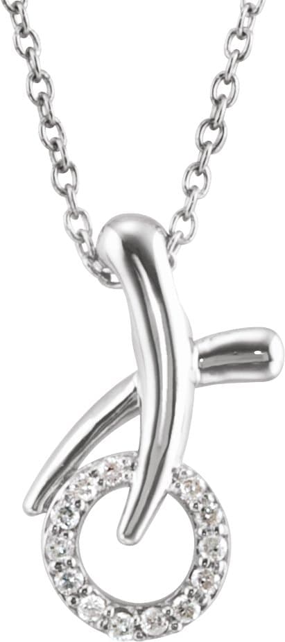 Sterling Silver 1/10 CTW Natural Diamond XO Necklace