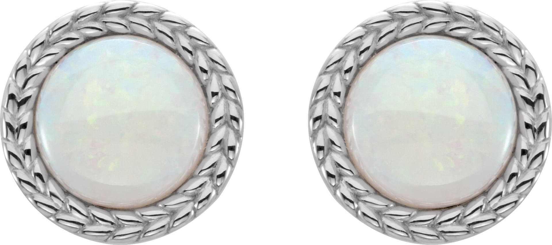 Cabochon Bezel-Set Leaf Earrings view 2