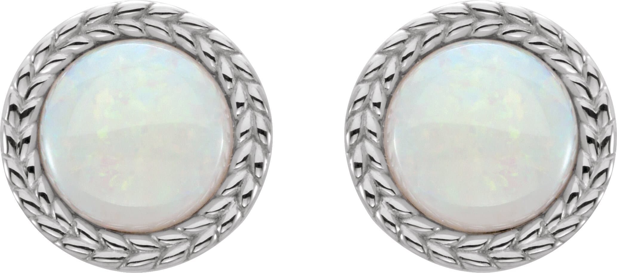 Cabochon Bezel-Set Leaf Earrings view 2