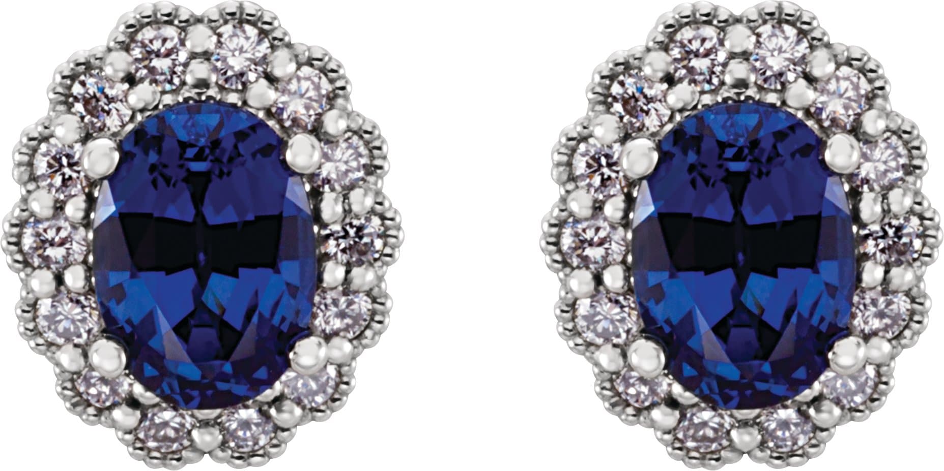 Oval 4-Prong Halo-Style Earrings view 2